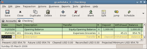 The Checking Account - Register